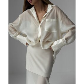 Women Set Factory - Plus Size Silky Shirt Mesh
