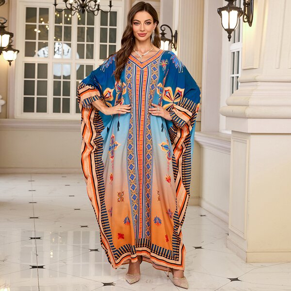 Beach Cover up Factory - Rayon Bat Sleeves Print