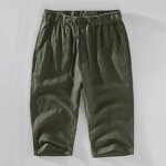 Men Shorts Factory - Solid Color Loose Linen