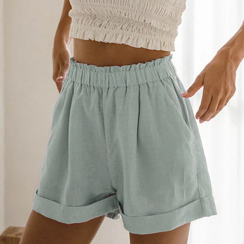 Linen Shorts Factory - Elastic Waist Loose Summer
