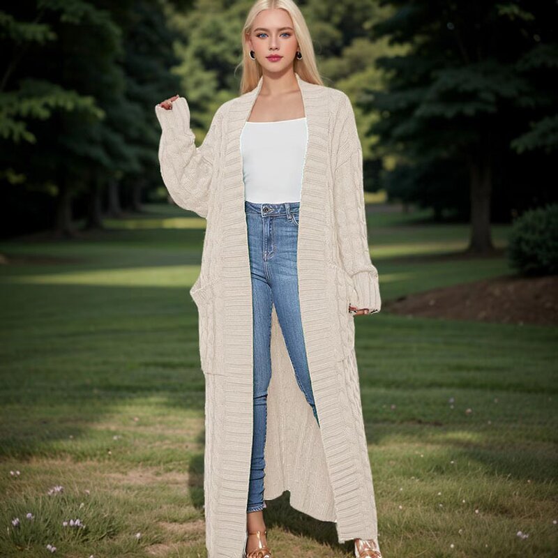 Cardigan Factory - Retro Cable Knit Loose