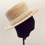 Straw Hat Factory - Elegant Retro Pearl Flat Top