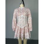 Lace Dress Factory - Floral Corset Waist Tie Vintage