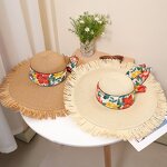 Straw Hat Factory - Big Brim Ribbon Tassel Edge