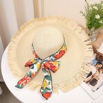 Straw Hat Factory - Big Brim Ribbon Tassel Edge