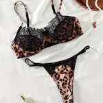 Lingerie Set Factory - Leopard Print Lace Bra Panty