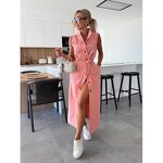 Maxi Dress Factory - Casual Sleeveless Denim Button