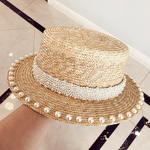 Straw Hat Factory - Elegant Retro Pearl Flat Top