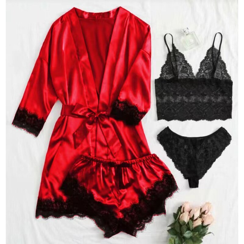Nightgown Set Factory - New Lace Suspender 4 Piece