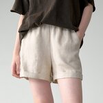 Linen Shorts Factory - Elastic Waist Loose Summer