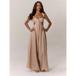 Jumpsuit Factory - Solid Color Suspender Wide Leg