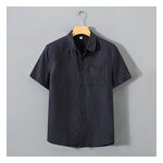 Men Shirt Factory - Solid Color Linen Stand Collar