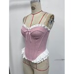 Bustier Top Factory - Layered Ruffle Pink White