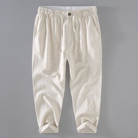 Linen Trousers Factory - Men Slim Casual Nine