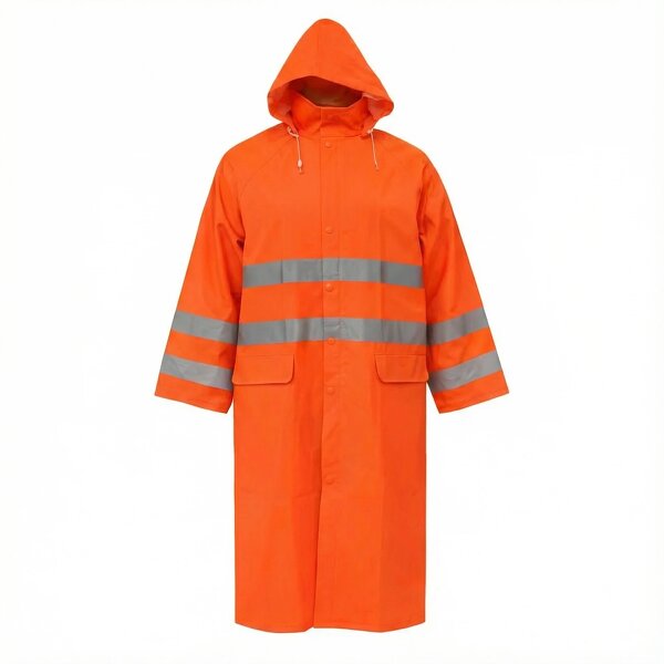 High-Visibility Long Raincoat Factory - Polyester PVC Coating Reflective