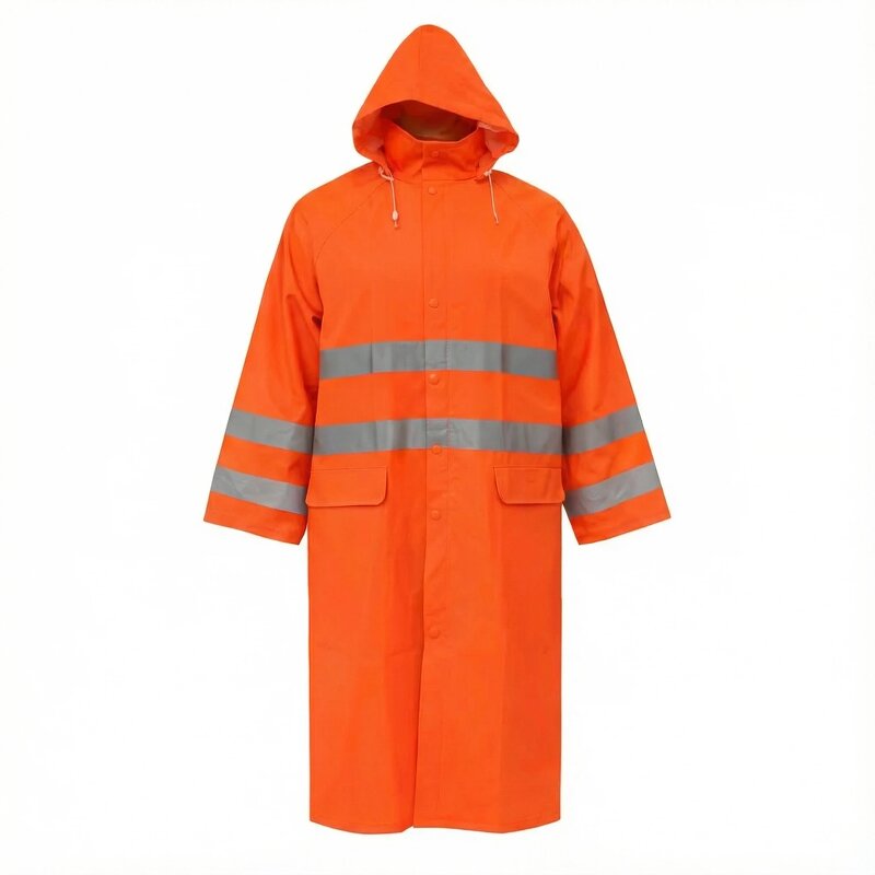 High-Visibility Long Raincoat Factory - Polyester PVC Coating Reflective