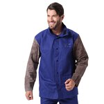 Welding Jacket Manufacturer - Heavy Duty Blue Flame Resistant Cotton Body