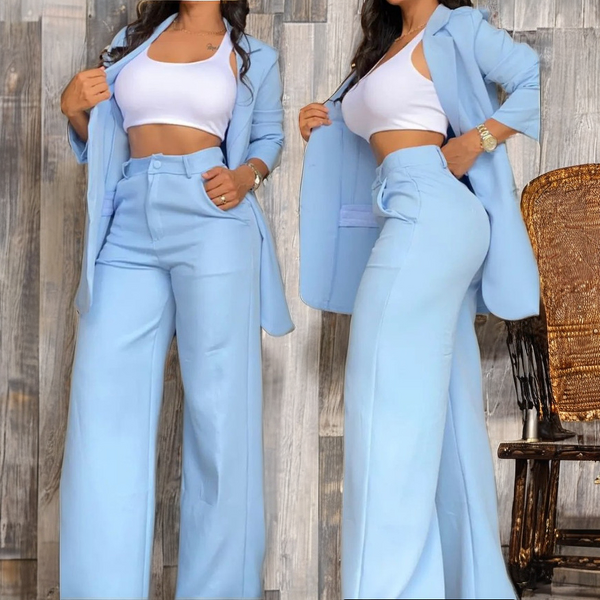 Women's Two-Piece Set Factory - Business Autumn Winter Wide Leg Pants Suits