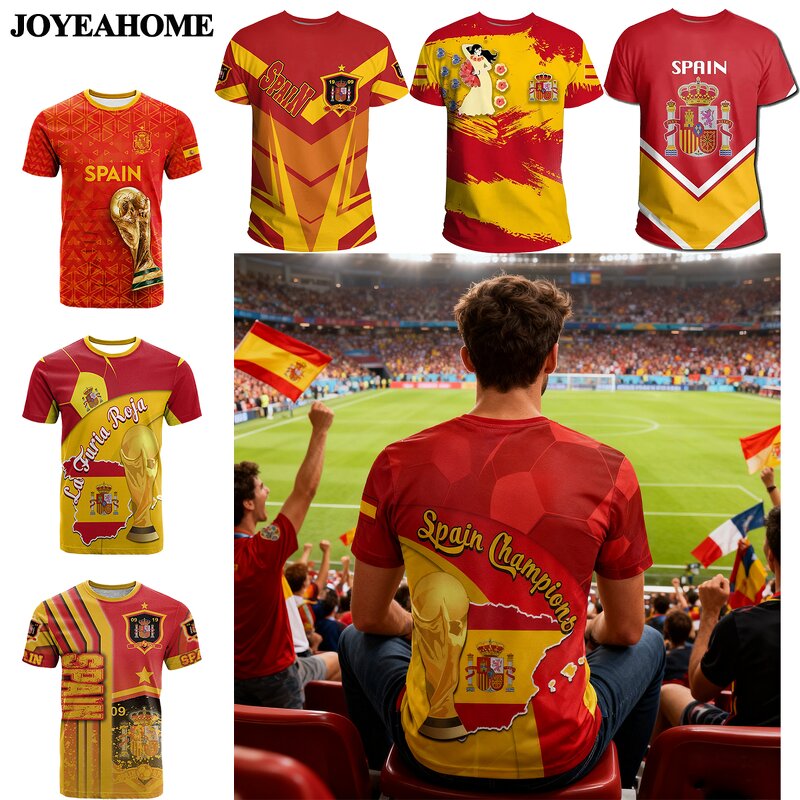 Spain Flag T-shirt Factory - 3D Oversized Polyester Sporty Quick Dry Unisex
