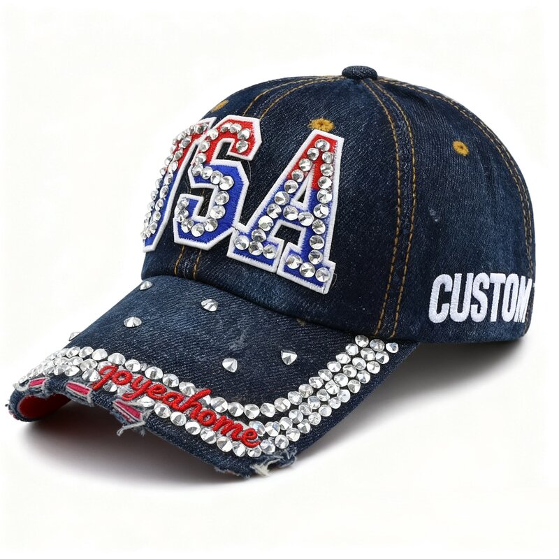 Rhinestone Denim Baseball Cap Factory - Personalized Custom Pattern Bulk Order