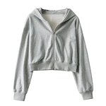 Women's Zipper Hooded Sweater Factory - Autumn Solid Color BM Short Slim Running