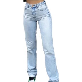Women's Denim Jeans Manufacturer - Custom Logo High-Waisted Straight Leg Casual