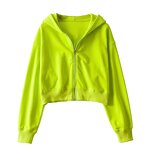 Women's Zipper Hooded Sweater Factory - Autumn Solid Color BM Short Slim Running