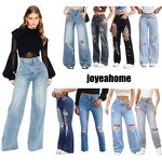 Ripped Women's Jeans Factory - Flared Loose Breathable Wide New Pants