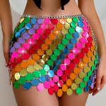 Women's Nightclub Suit Manufacturer - Plus Size Sexy Net Rhinestone Sequin Skirt