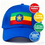Ethiopia Flag Baseball Cap Factory - Front Embroidered Patriotic Hat Free Sample