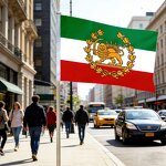 Iranian Lion Flag Manufacturer - Historic Persian Crown UV Printed Car Flag