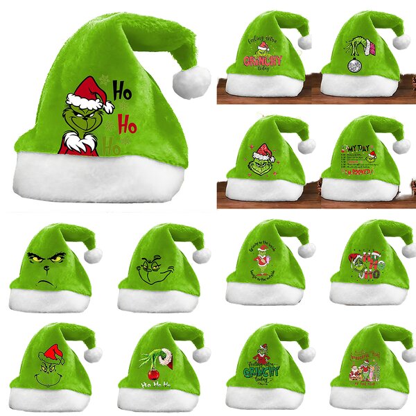 Grinch Green Hair Hat Manufacturer - Adult Unisex Double-Sided Velvet Turn-Up