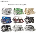 PU Belt Manufacturer - Diamond Shining Alloy Skull Buckle Cowboy Studded Strap