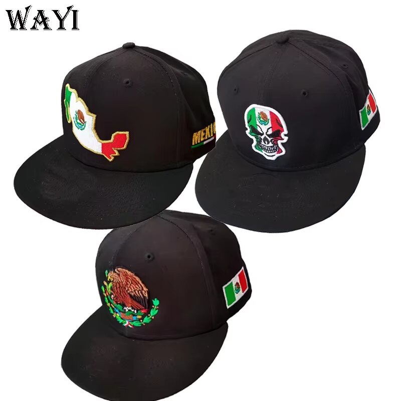 Mexico Flag Baseball Caps Factory - 6-Panel Cotton Snapback 3D Embroidery