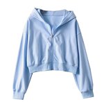 Women's Zipper Hooded Sweater Factory - Autumn Solid Color BM Short Slim Running