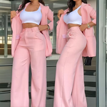 Women's Two-Piece Set Factory - Business Autumn Winter Wide Leg Pants Suits