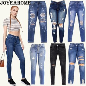 Women's High Waist Jeans Factory - Wholesale Slim Washed Trousers Britches
