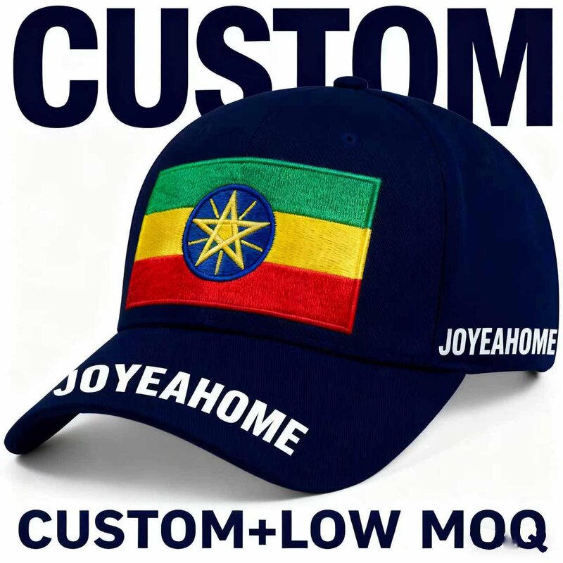 Ethiopia Flag Baseball Cap Factory - Front Embroidered Patriotic Hat Free Sample