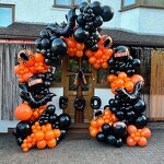 Matte Black Orange Latex Balloons Factory - High Quality 115pcs Set Halloween