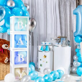 PVC Balloon Box Blocks Set Factory - Wholesale 4pcs/set White Clear Baby Shower