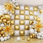 Christmas Garland Arch Kit Factory - White Gold Square Double Sides Foil Balloons