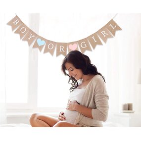 Fabric Gender Reveal Banner Factory - New Design Geometric Pattern Eco-Friendly