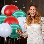 Giant Metallic Foil Balloons Factory - 10pcs 22 Inch 4D Red Green White Christmas