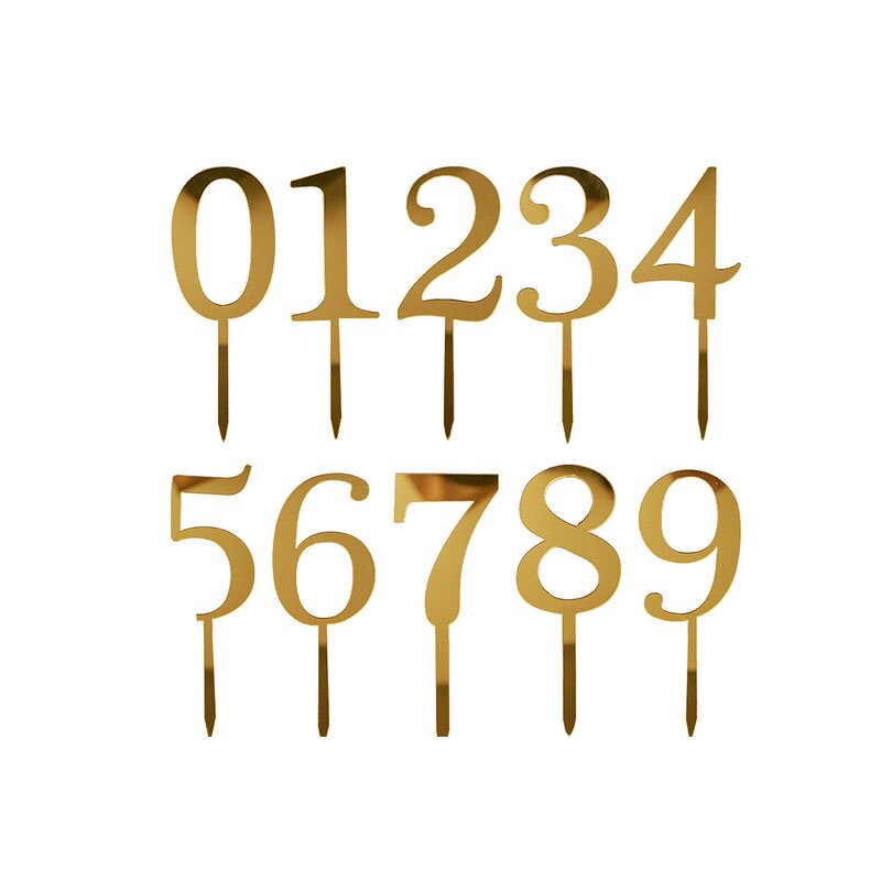 Gold Color Cake Toppers Manufacturer - Wholesale Custom Waterproof Acrylic 0-9