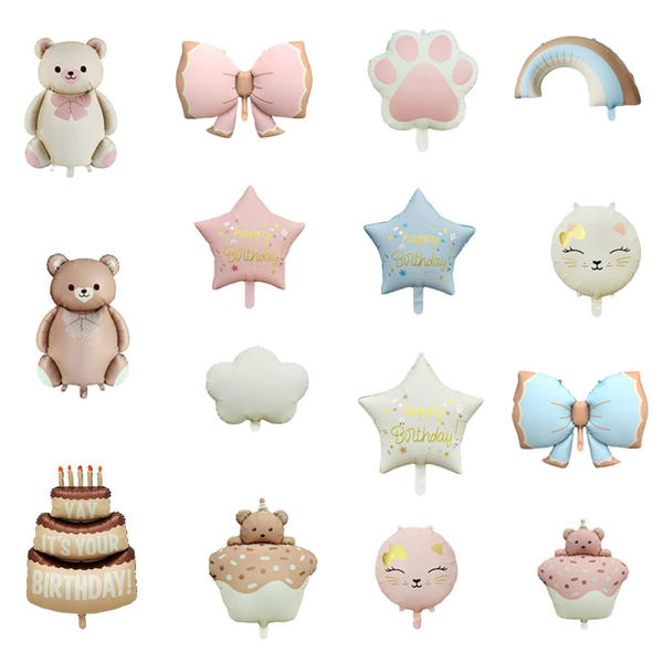 Cartoon Bear Foil Balloons Factory - Cream Bows Matte Colors Helium Balloons