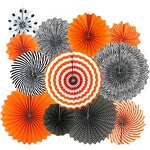 Halloween Paper Fan Flowers Factory - Set of 6 DIY Wall Decor Hanging Crafts