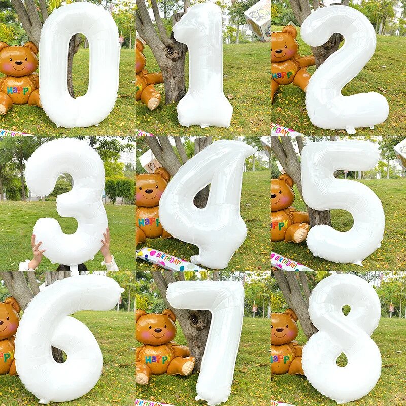 White Number Foil Balloon Manufacturer - High Quality 32 Inch Photography Props