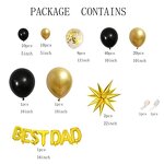 Father's Day Balloons Garland Arch Kit Factory - Black Gold Color Happy Family Background