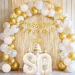 Sand White Gold Birthday Decorations Factory - Cream Gold Clear Banner Fringe Party