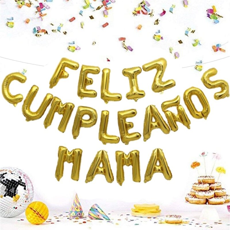 Gold Foil Happy Birthday Balloons Manufacturer - Custom 16 Inch Feliz Cumpleanos Mama